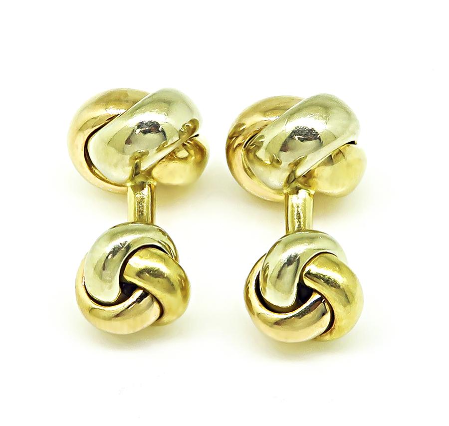 Estate Cartier Three Tone 18k Gold Knot Cufflinks