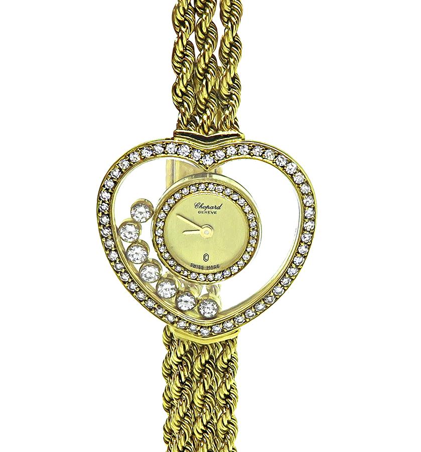 Estate Chopard 1.00ct Diamond 18k Yellow Gold Happy Diamonds Watch