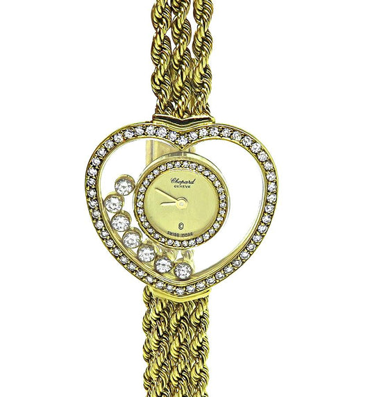 Estate Chopard 1.00ct Diamond 18k Yellow Gold Happy Diamonds Watch