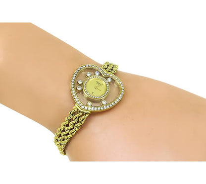 Estate Chopard 1.00ct Diamond 18k Yellow Gold Happy Diamonds Watch