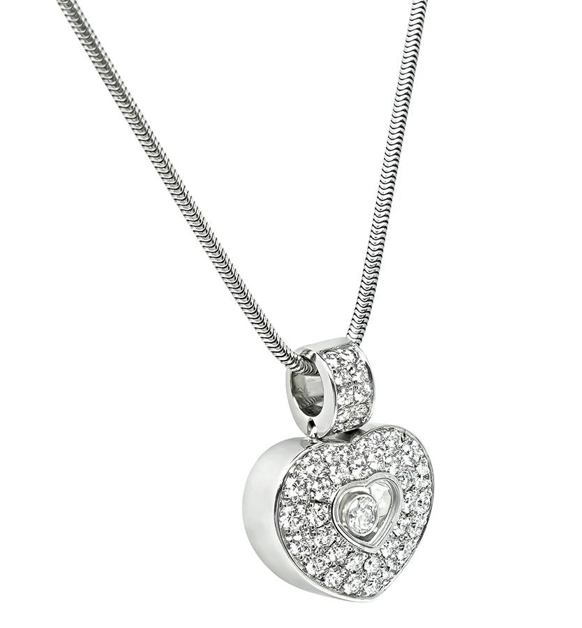 Estate Chopard 0.75ct Diamond Happy Diamonds Heart Pendant Necklace