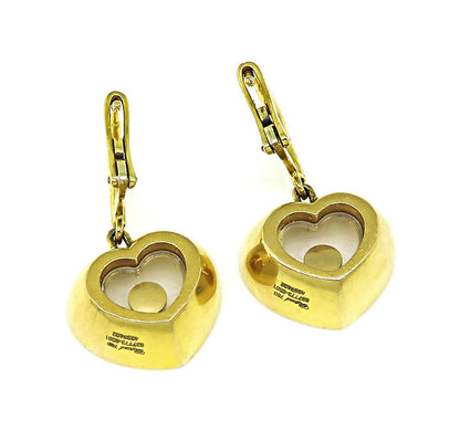 Estate Chopard Happy Diamonds 18k Yellow Gold Heart Drop Earrings