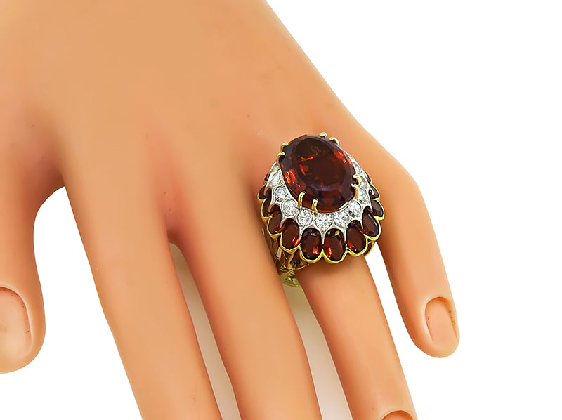 Estate 27.80cttw Citrine 1.90ct Diamond Cocktail Ring