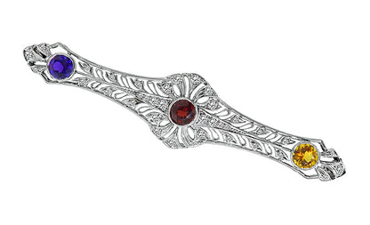 Estate Multi Color Semi Precious Stone 0.50ct Diamond Pin