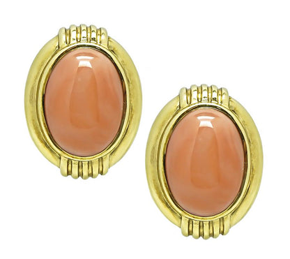Estate Gumps Coral Gold Earrings