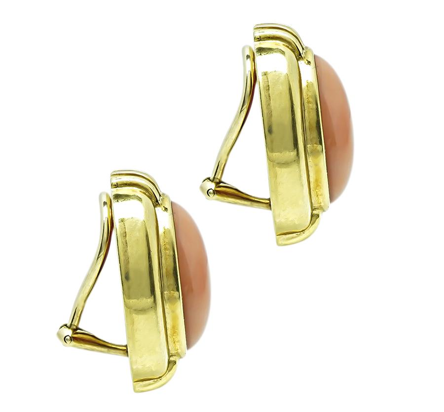 Estate Gumps Coral Gold Earrings