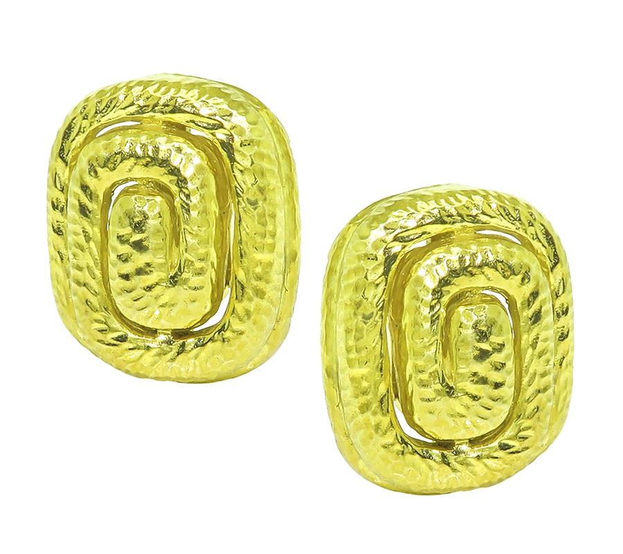 Estate David Webb 18k Yellow Gold Earrings