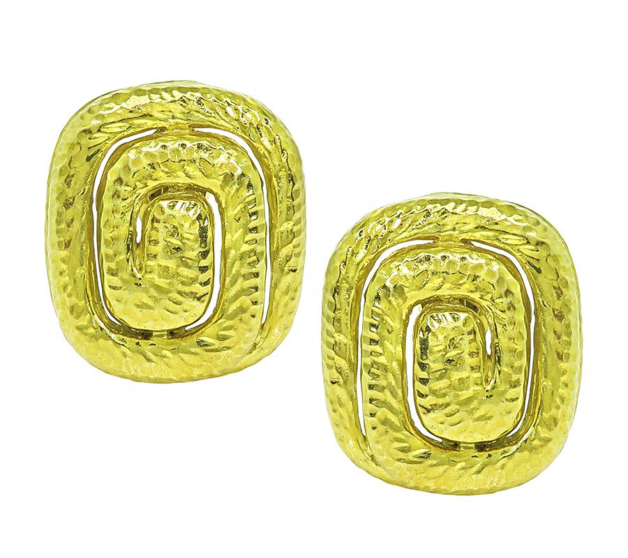Estate David Webb 18k Yellow Gold Earrings