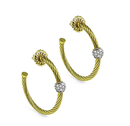 Estate David Yurman Diamond 18k Yellow and White Gold Earrings