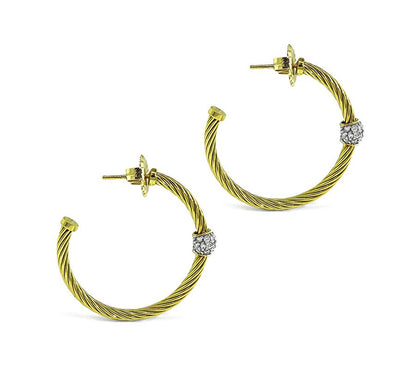 Estate David Yurman Diamond 18k Yellow and White Gold Earrings