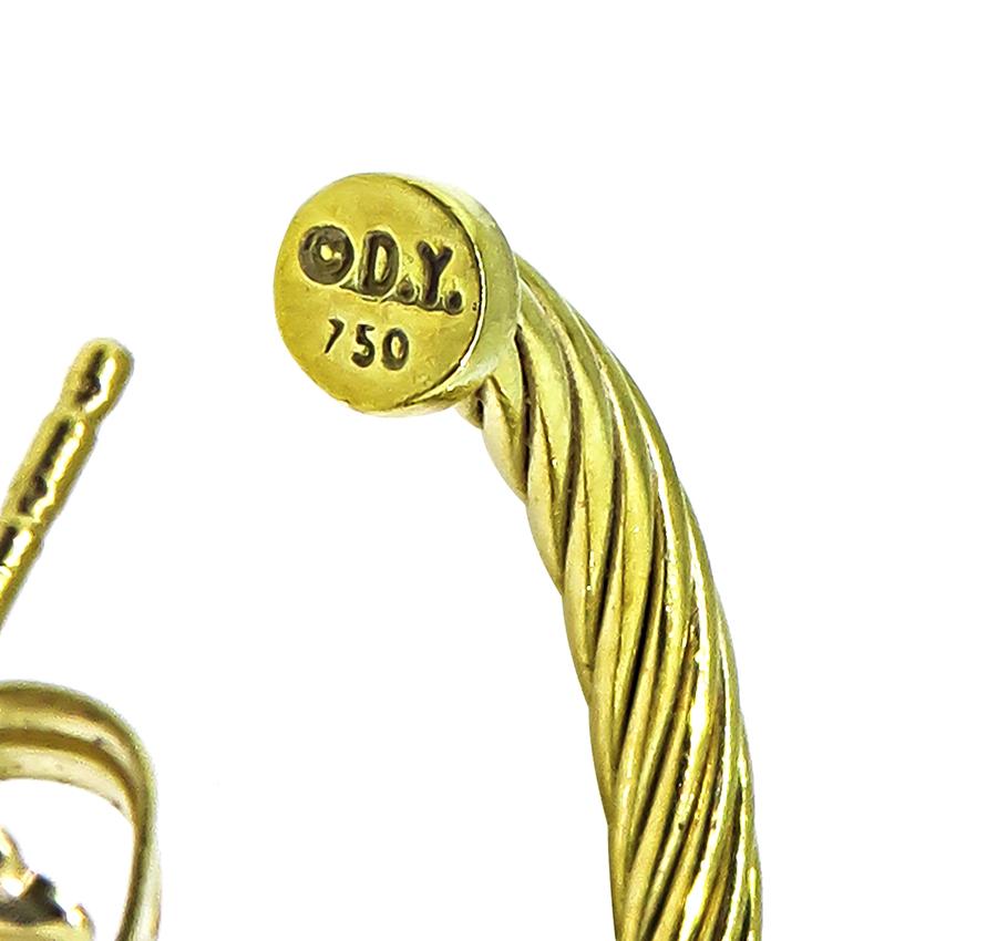 Estate David Yurman Diamond 18k Yellow and White Gold Earrings