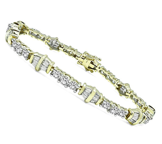 Estate 6.00ct Diamond 14k Yellow Gold Bracelet