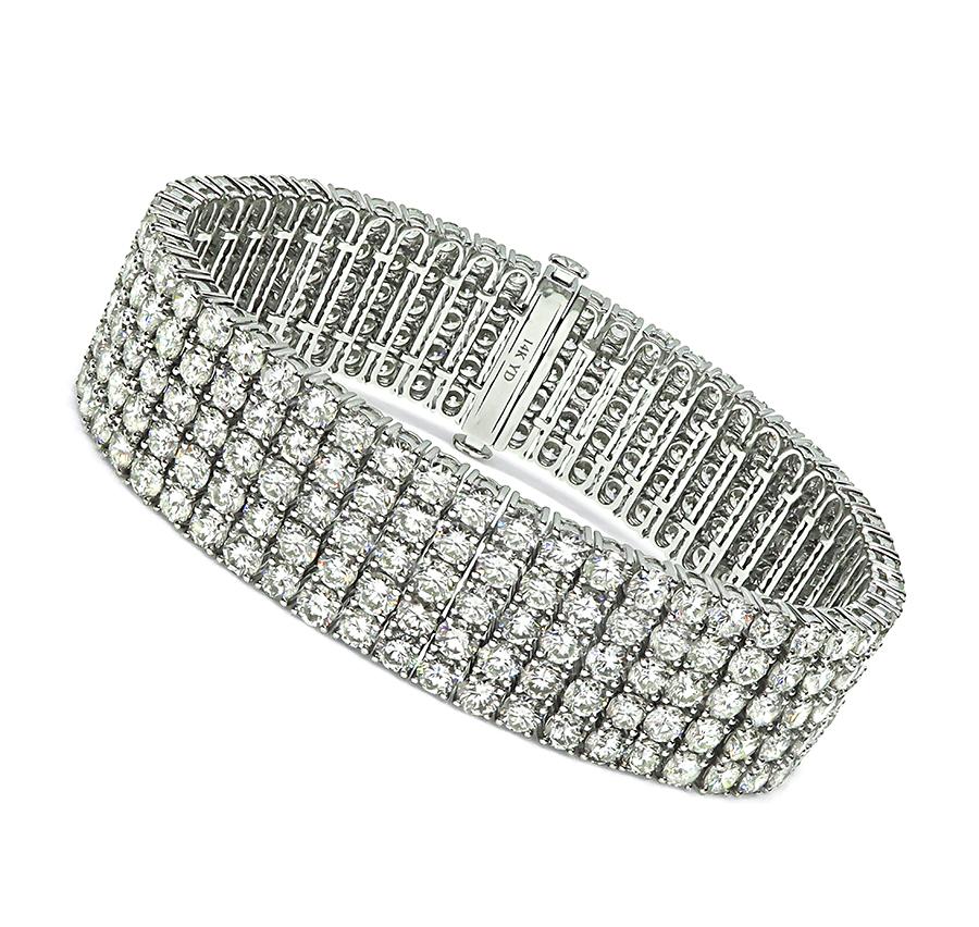 Estate 40.00ct Diamond 14k White Gold Bracelet