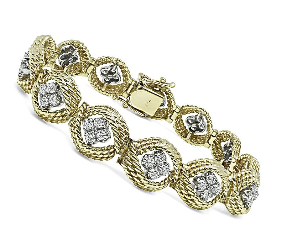 Estate 3.50ct Diamond Two Tone 14k Gold Bracelet