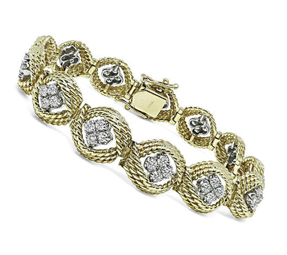 Estate 3.50ct Diamond Two Tone 14k Gold Bracelet