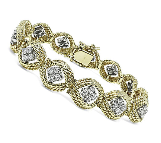 Estate 3.50ct Diamond Two Tone 14k Gold Bracelet