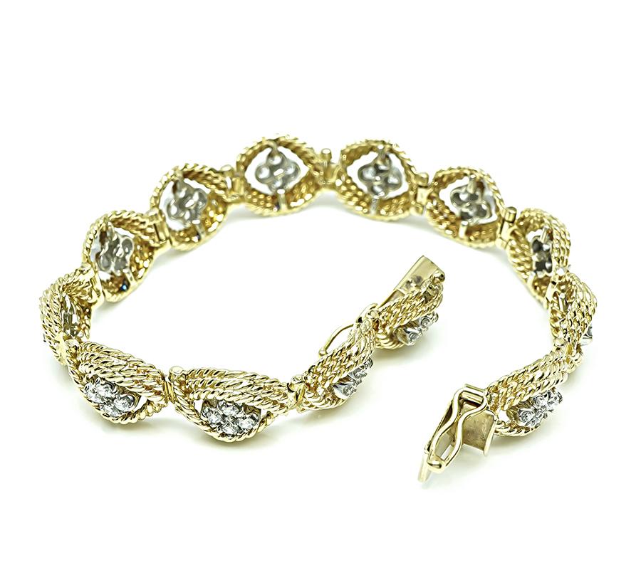 Estate 3.50ct Diamond Two Tone 14k Gold Bracelet
