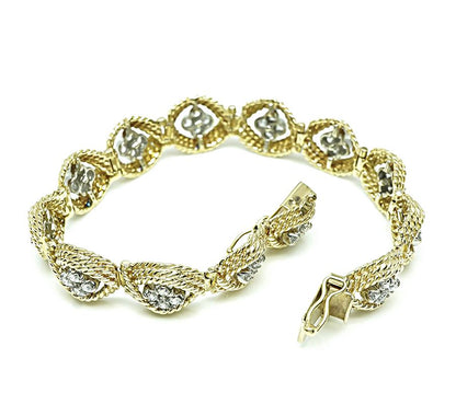 Estate 3.50ct Diamond Two Tone 14k Gold Bracelet