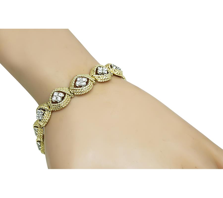Estate 3.50ct Diamond Two Tone 14k Gold Bracelet