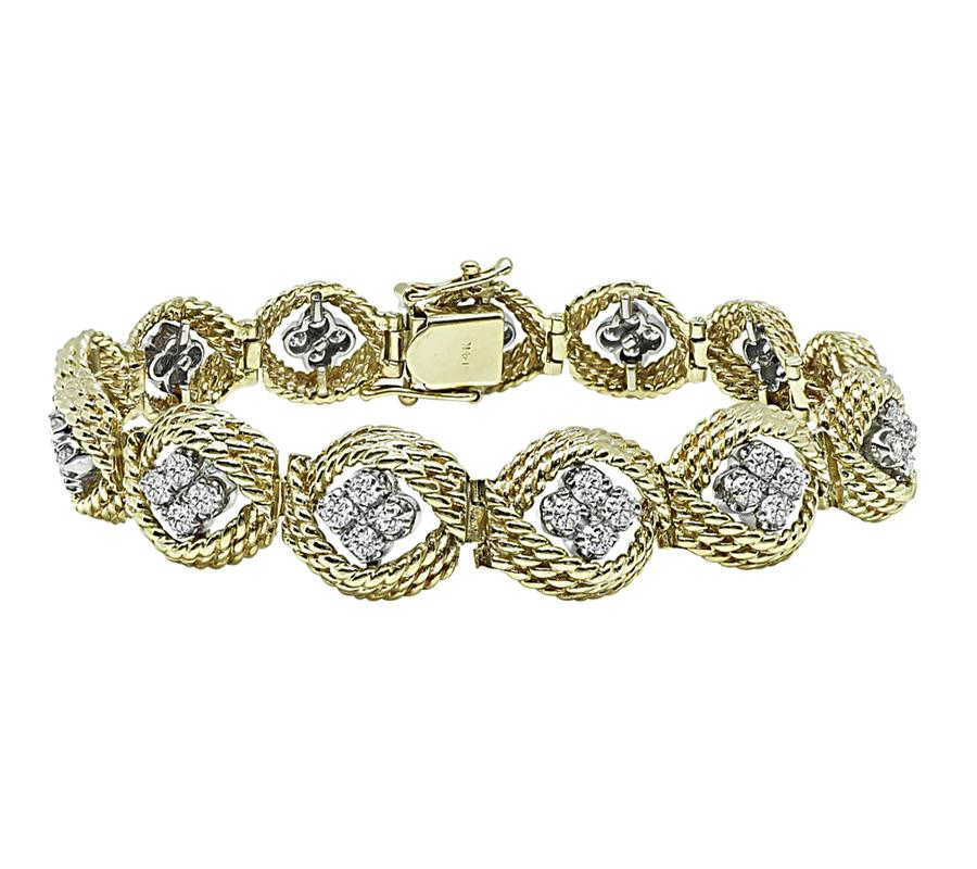 Estate 3.50ct Diamond Two Tone 14k Gold Bracelet