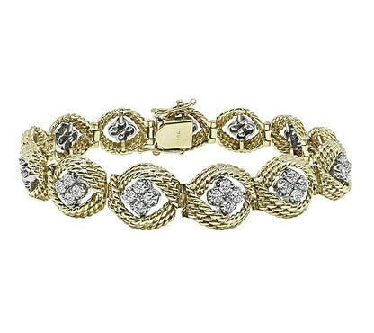 Estate 3.50ct Diamond Two Tone 14k Gold Bracelet