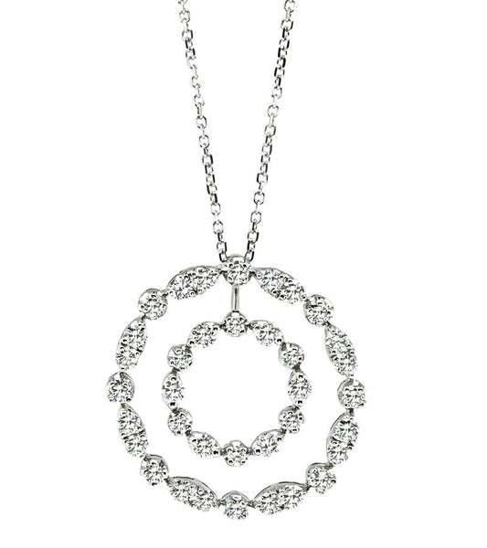 Estate 3.00ct Diamond Round Pendant Necklace
