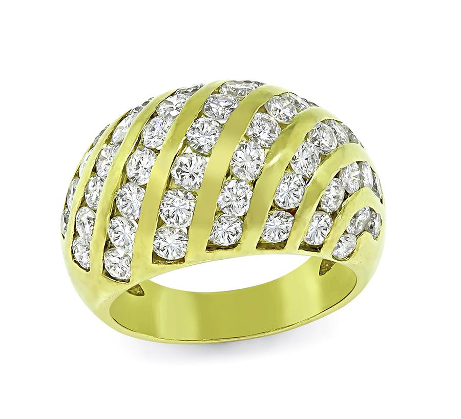 Estate 2.50ct Diamond Zebra Stripe Dome 14k Yellow Gold Ring