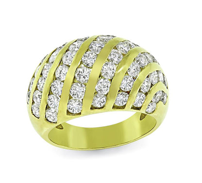 Estate 2.50ct Diamond Zebra Stripe Dome 14k Yellow Gold Ring