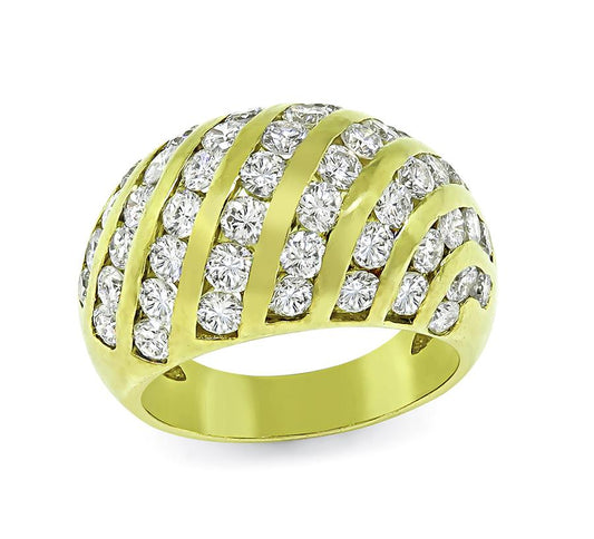 Estate 2.50ct Diamond Zebra Stripe Dome 14k Yellow Gold Ring