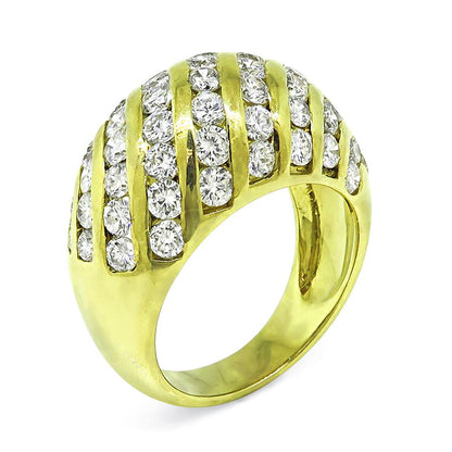 Estate 2.50ct Diamond Zebra Stripe Dome 14k Yellow Gold Ring