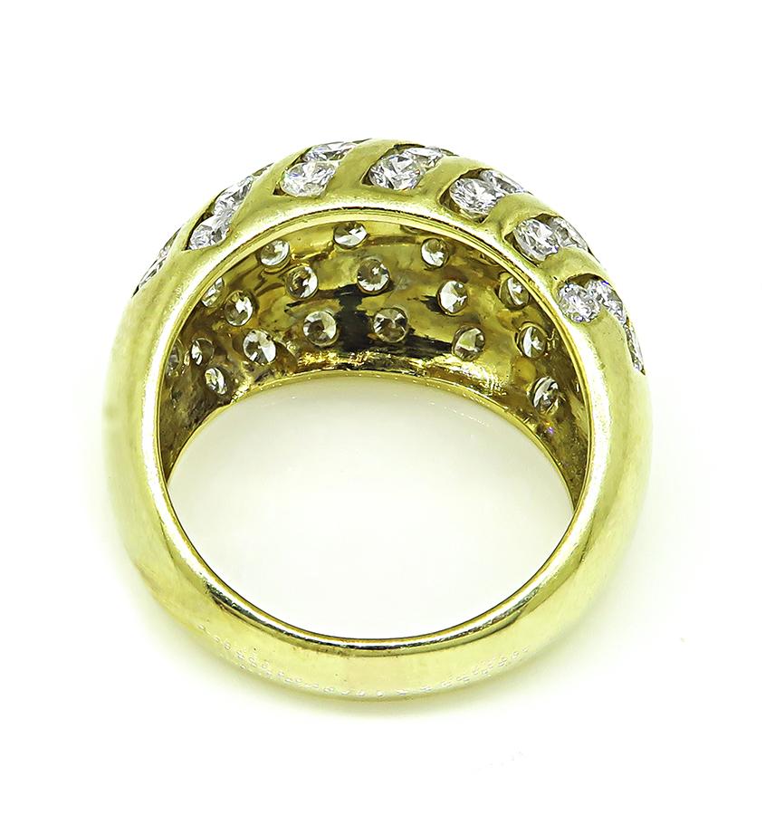 Estate 2.50ct Diamond Zebra Stripe Dome 14k Yellow Gold Ring