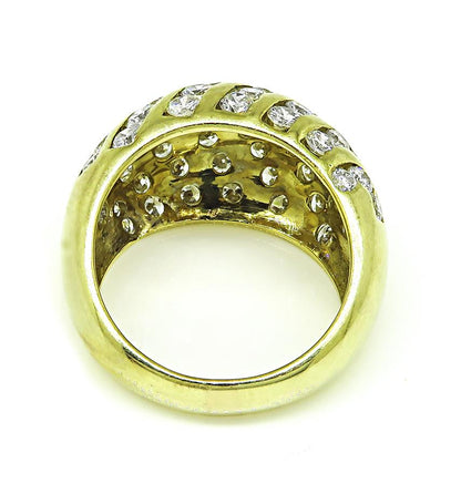 Estate 2.50ct Diamond Zebra Stripe Dome 14k Yellow Gold Ring