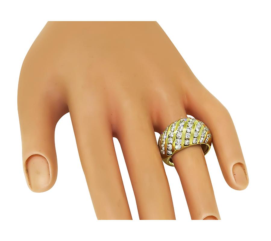 Estate 2.50ct Diamond Zebra Stripe Dome 14k Yellow Gold Ring