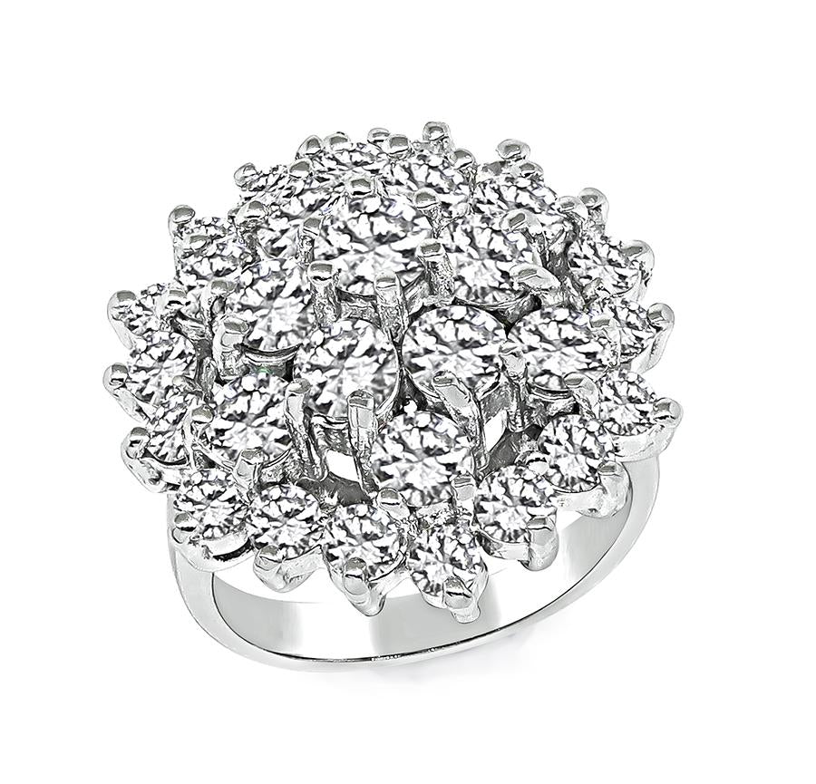 Estate 2.50ct Diamond Cluster Ring in 14k White Gold