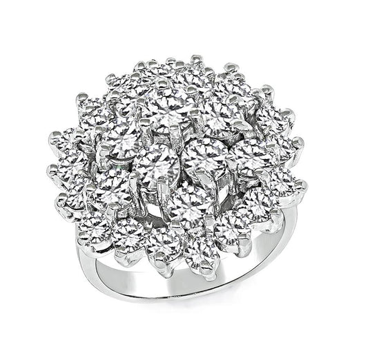 Estate 2.50ct Diamond Cluster Ring in 14k White Gold