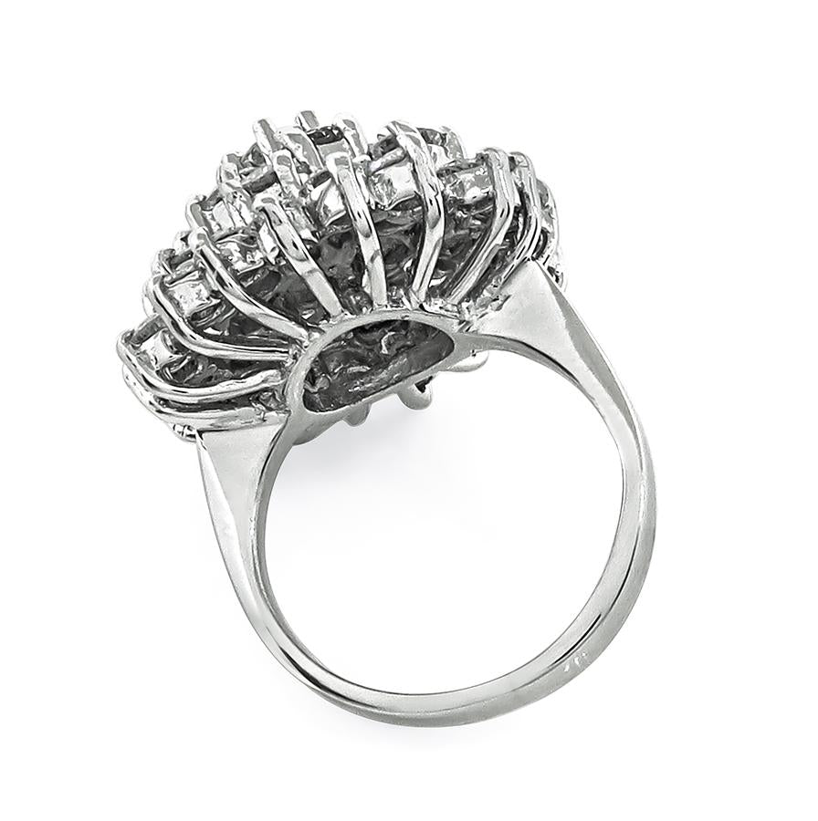 Estate 2.50ct Diamond Cluster Ring in 14k White Gold