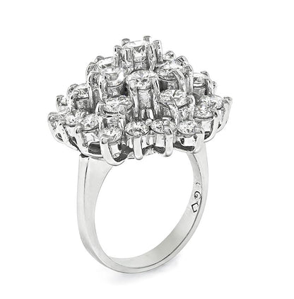 Estate 2.50ct Diamond Cluster Ring in 14k White Gold