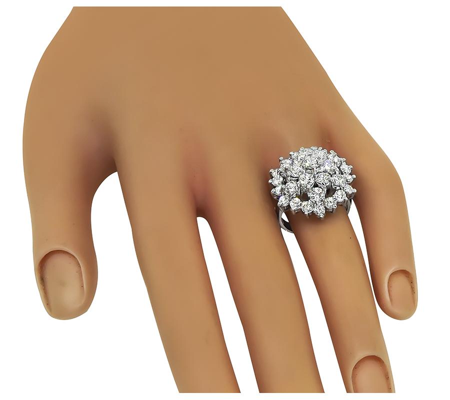 Estate 2.50ct Diamond Cluster Ring in 14k White Gold