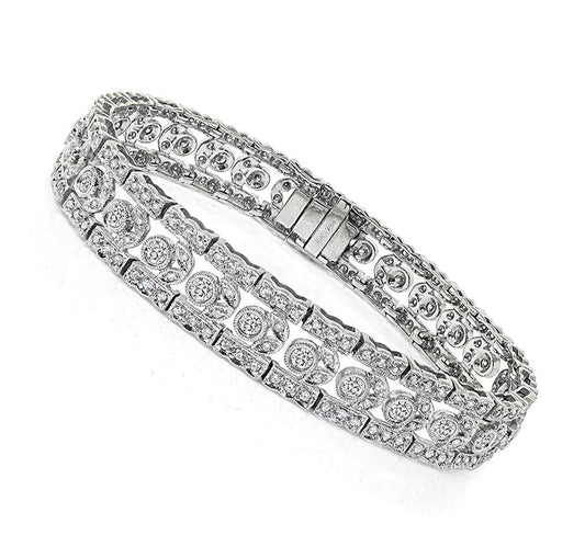 Estate 6.50ct Diamond 18k White Gold Bracelet