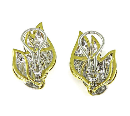 Estate 2.00ct Diamond 14k Yellow and White Gold Earrings