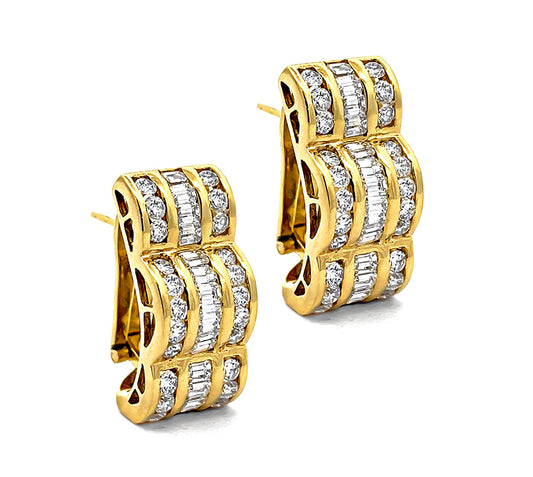 Estate 2.50ct Diamond Gold Earrings