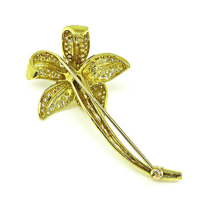 Estate 2.00ct Diamond 18k Yellow Gold Flower Pin