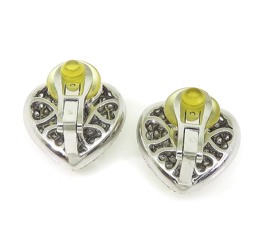 Estate 5.00ct Diamond 18k White Gold Heart Earrings