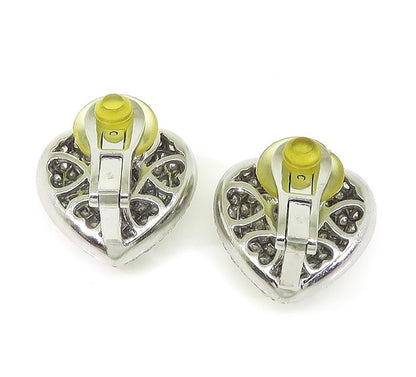Estate 5.00ct Diamond 18k White Gold Heart Earrings