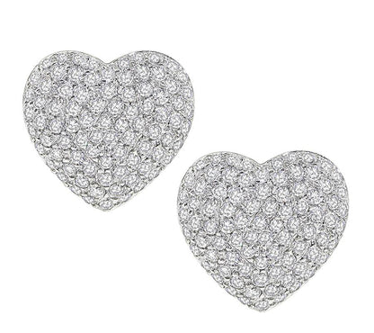 Estate 5.00ct Diamond 18k White Gold Heart Earrings