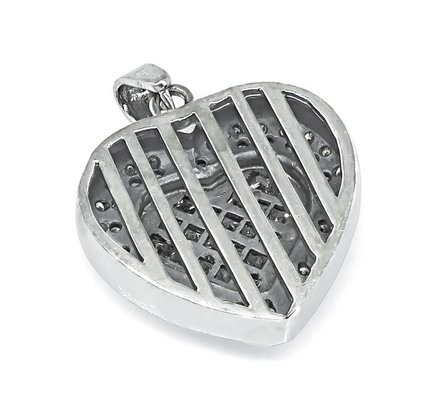 Estate 3.00ct Diamond 18k White Gold Heart Pendant