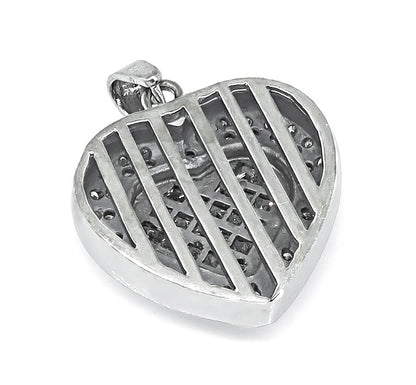 Estate 3.00ct Diamond 18k White Gold Heart Pendant