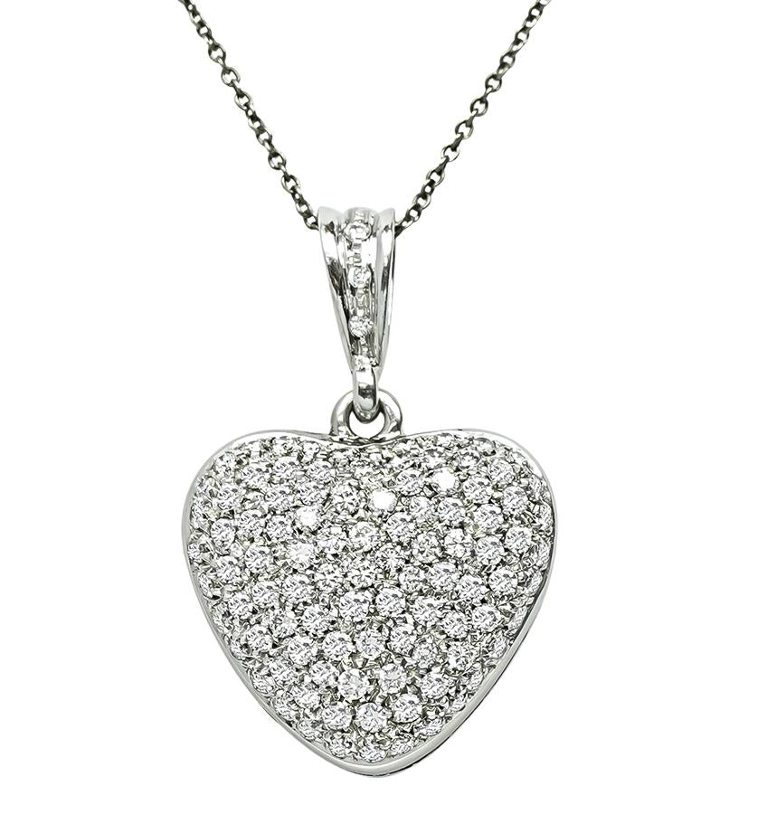 Estate 2.50ct Diamond Heart Pendant