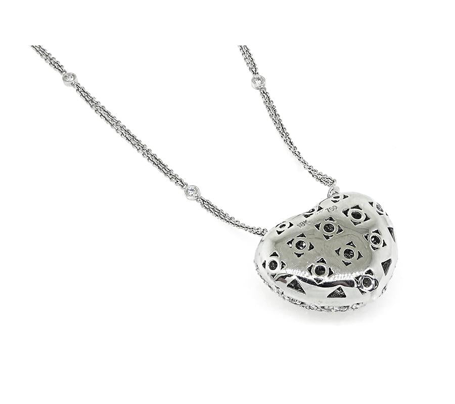 Estate 3.75ct Diamond 18k White Gold Heart Pendant Necklace