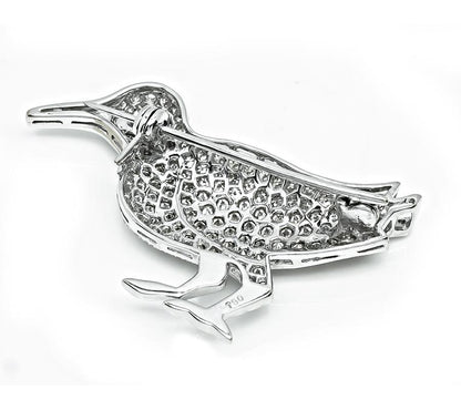 Estate 3.00ct Diamond 18k White Gold Piper Pin